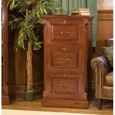 Christopher-Joseph 65cm Wide 3 -Drawer Solid Wood File Cabinet