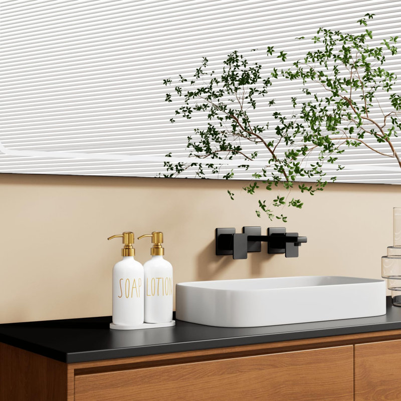 Bathroom Soap Dispenser Set, Contains Lotion And Hand Soap Dispenser, Suitable For Bathroom Decor. (White)