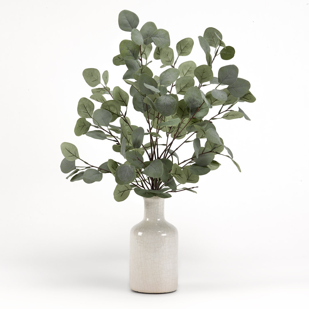 26.5'' Faux Eucalyptus Plant in Ceramic Decorative Vase Primrue