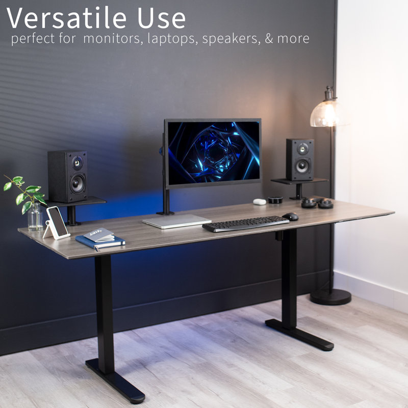 Black Adjustable Aluminum and Steel Clamp-On Monitor Riser