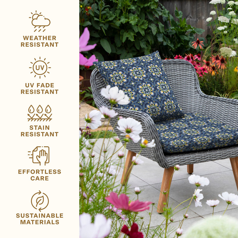 Coussin de siège universel, Carreau de Séville azur