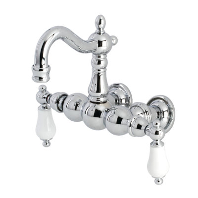 Kingston Brass Heritage Two-Handle 2-Hole Tub Wall Mount Clawfoot Tub Faucet