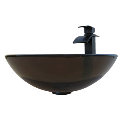 Novatto 16.5 " Glass Circular Bathroom Sink with Faucet