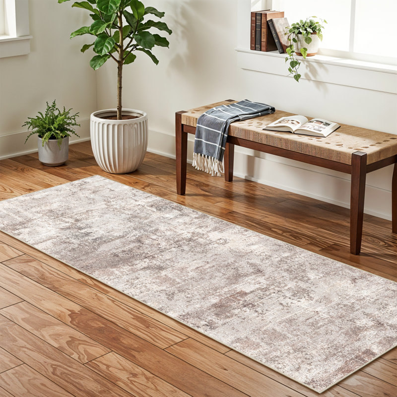 Washable Abstract Area Rug - Rugs for Living Room Large Non Slip Indoor Entryway Rubber Backing Carpet Bedroom Kitchen Distressed Stain Resistant Floor Decor Mat Machine Washable Brown