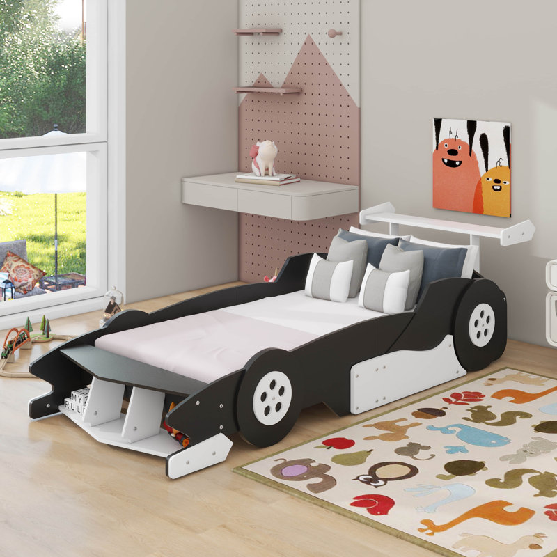 Lit plateforme simple avec roulettes, Noir