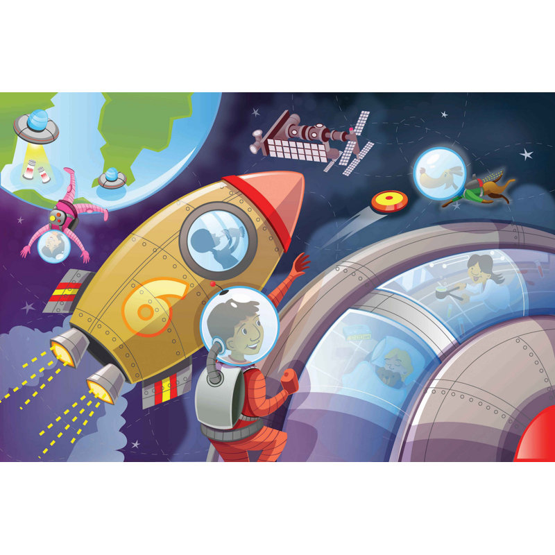 Astronauts 1 Piece Wrapped Canvas Wall Art, 61cm H x 91cm W