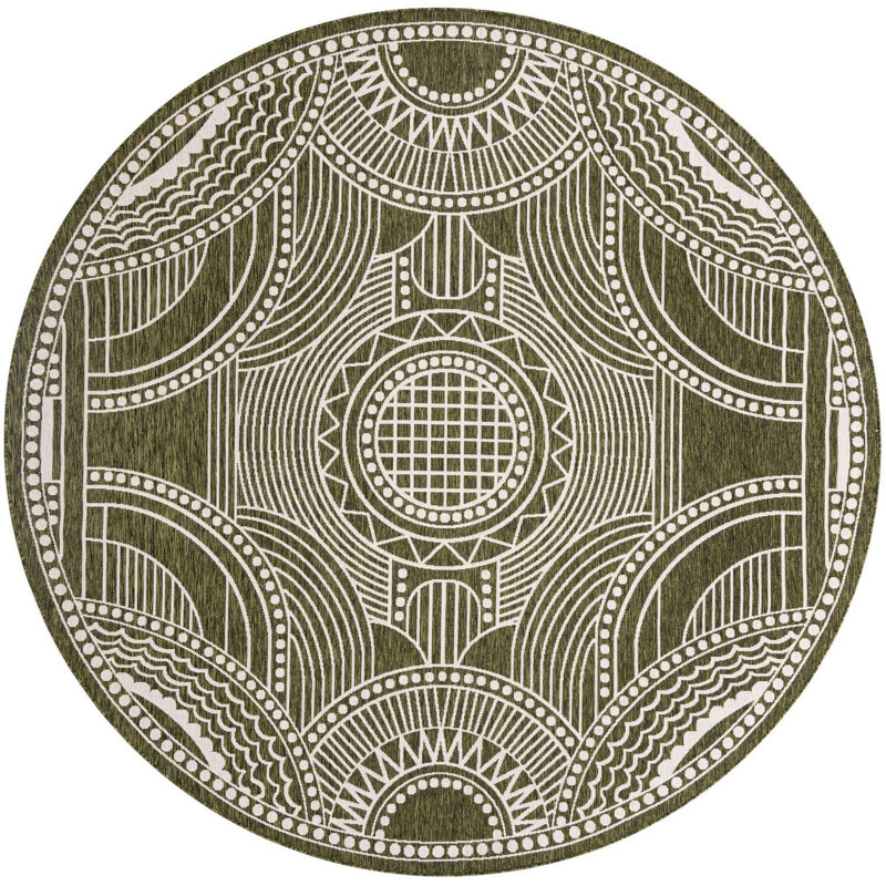 Tapis contemporain vert Huitt, Rond 10 pi