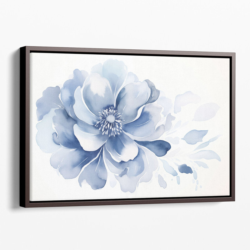 Impression d'art floral bleu marine marine, Toile tendue, H 20 po x l 30 po x P 1,25 po