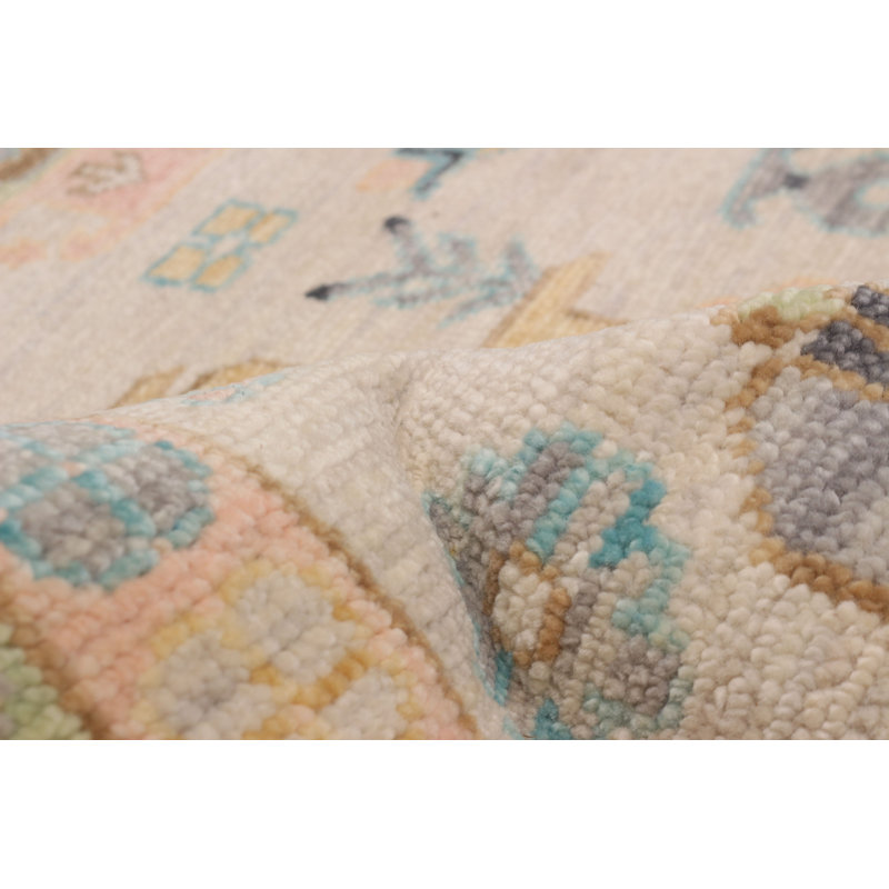 Tapis ivoire moderne noué à la main unique 10 pi 2 po x 14 pi 2 po One of Kind