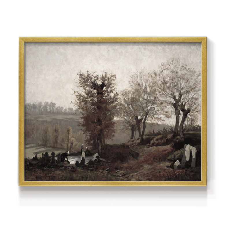 Paysages rétro-CCLII - reproduction encadrée, H 22 po x l 28 po, Doré