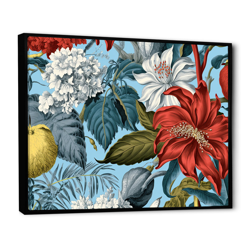 «Soft Colors Lilies Collage III», art mural sur toile, H 24 po x l 32 po x P 1 po, Cadre flottant noir