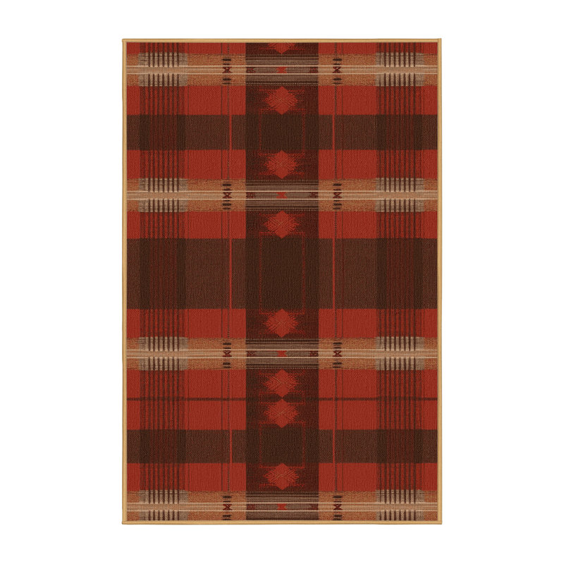 Washable Rustic Plaid Southwestern Area Rug, Rectangle 6' x 9'