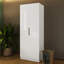 Mcfadden 2 Door Double Wardrobe. High Gloss White. Oak Effect Accents