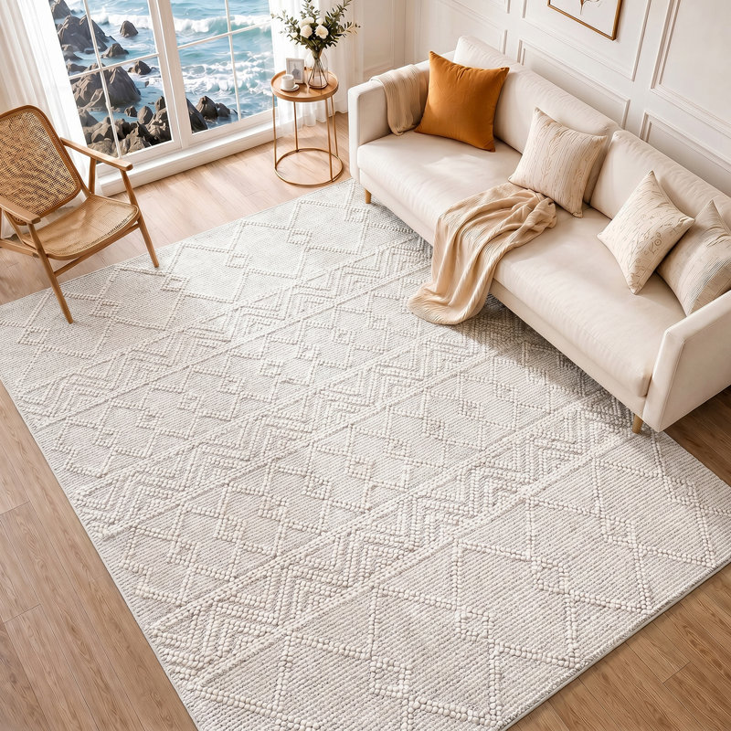 Hygge Textured Wool Hand Woven Area Rug, Rectangle 183 x 274 cm