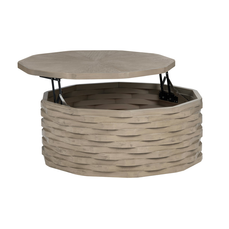 Monaco 39 in. Round Tan Solid Wood Cocktail Coffee Table