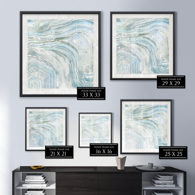 Agate en bleu II - reproduction de cadre photo, H 26,5 po x l 26,5 po x P 1,5 po