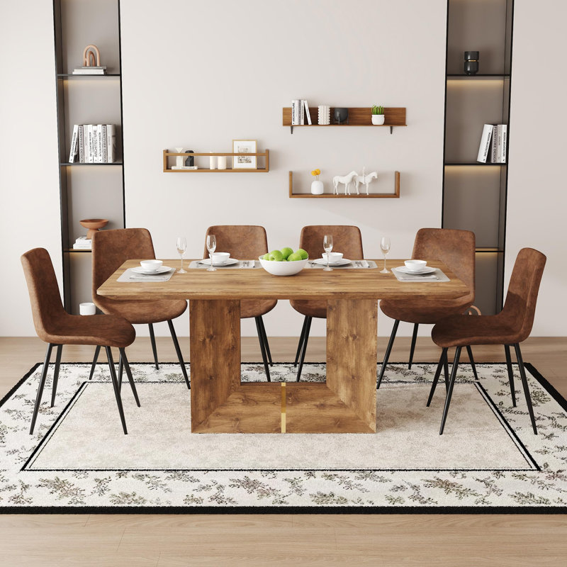 Ensemble de salle à manger 6 personnes Dimmick, table à manger moderne 63 "et chaises, 7 Pieces: Table, 6 Chairs