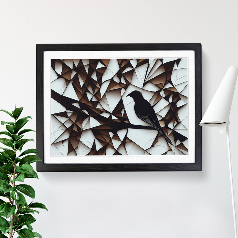 Awesome Abstract Bird - Single Picture Frame Print, 34cm H x 46cm W x 2cm D, Black