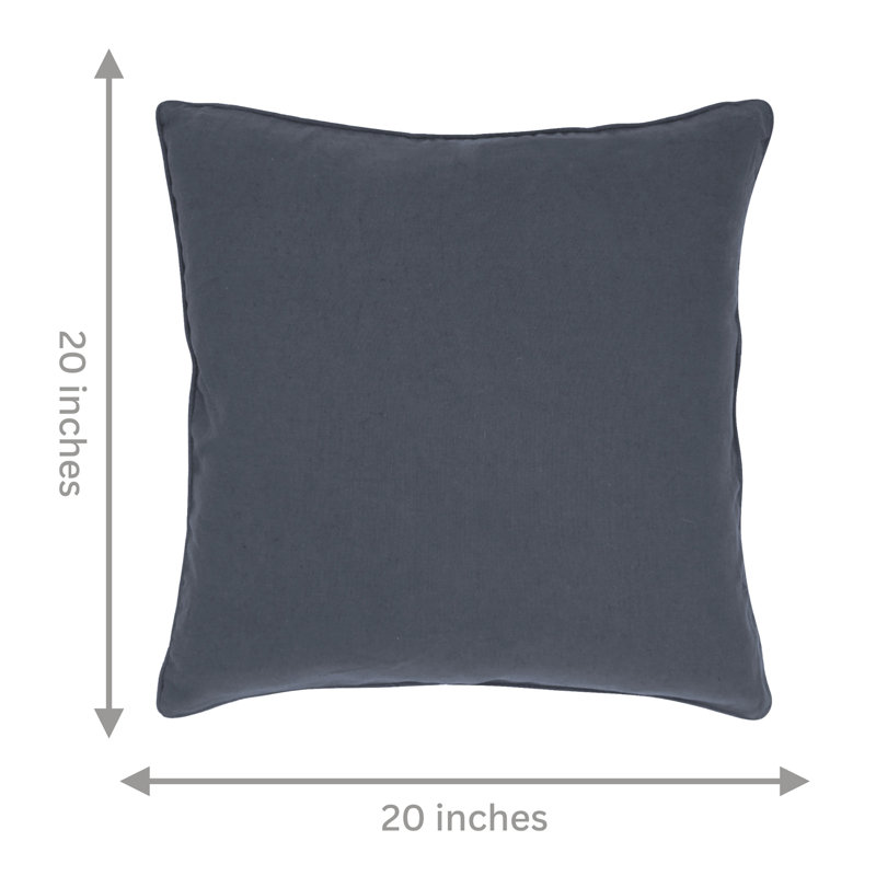 Solid Linen Cotton Decorative Throw Pillow Covers, Set of 2, Pewter