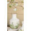 Vase en céramique 7 x 7 x 10 po avec finition blanche et motifs botaniques verts