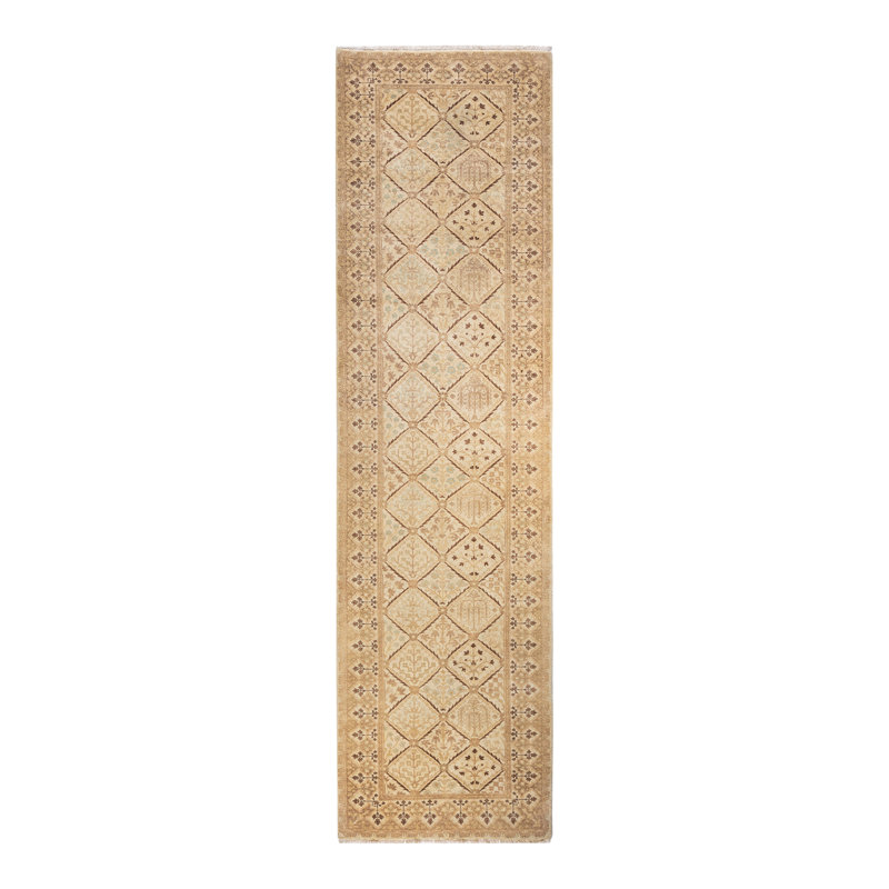 Tapis de couloir unique en laine 3 pi 2 po x 11 pi 8 po Gauguin Ivoire
