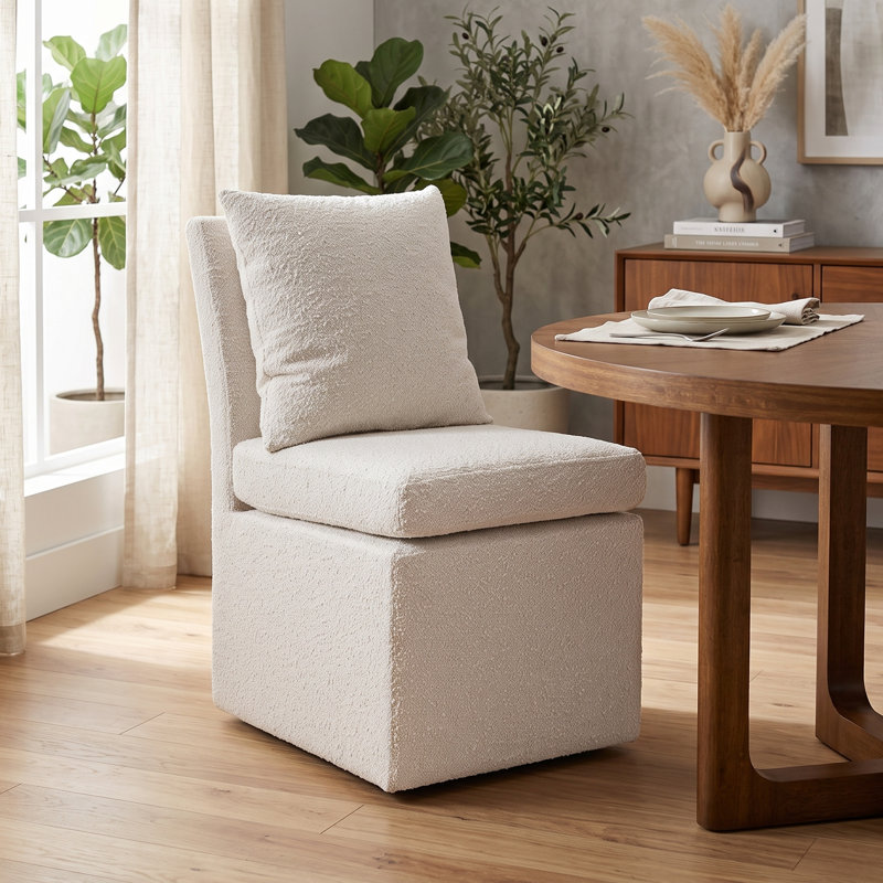 Chaise d'appoint à roulettes Wrentham Burney, Boucle blanc