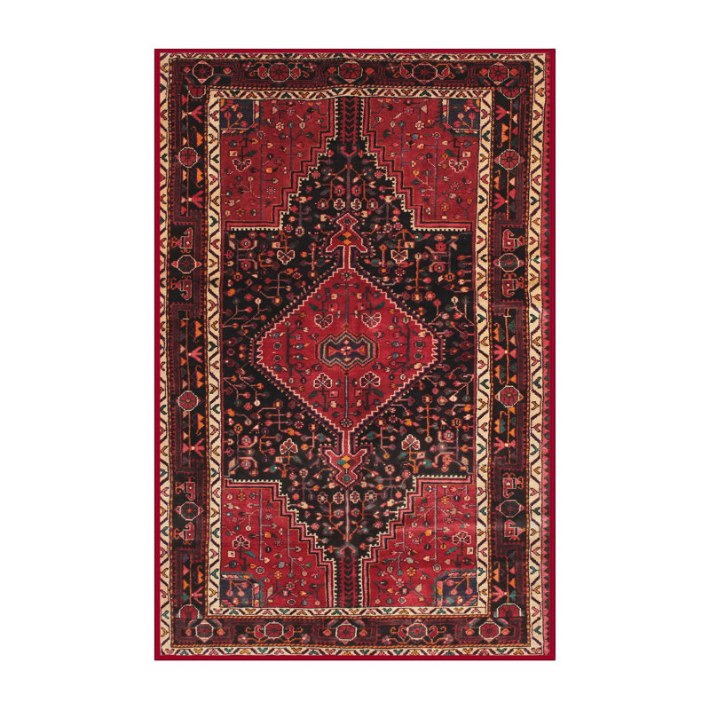 Tapis traditionnel rouge / noir Siipola, Rectangle 2 pi x 3 pi