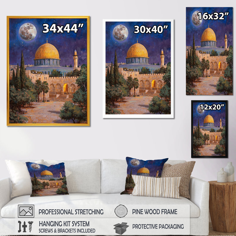 Décorations murales paysage de nuits de la période de la Pâque III, 44" H x 34" W, Floater Framed Print, Black