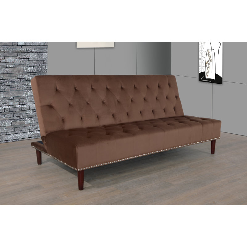 Canapé convertible de 75 po de largeur, Microfibre chocolat / suédine