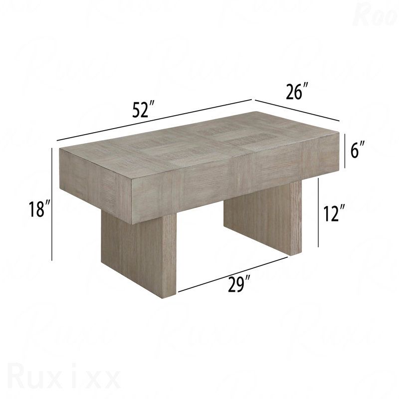 1Pc Contemporary Style Brown Gray Wooden Coffee Table Rectangular Top