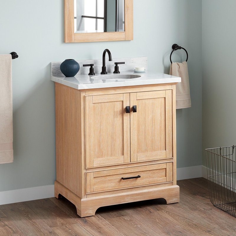Quen 30" Freestanding Single Basin Vanity Set with Cabinet, Vanity Top, and Oval Undermount Sink, Driftwood Brown