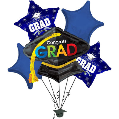 Pmu Graduation Congrats Grad Foil Balloon Bouquet 5Pkg Pkg1