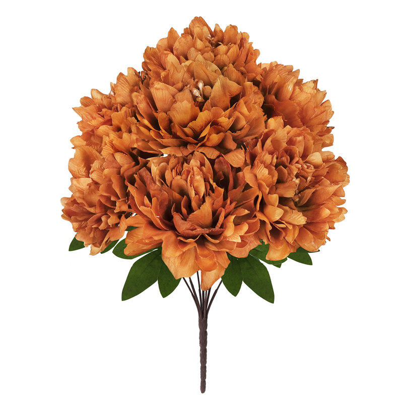 Artificial Hybrid Peony Flower Stem Bush Bouquet, Brown Cafe
