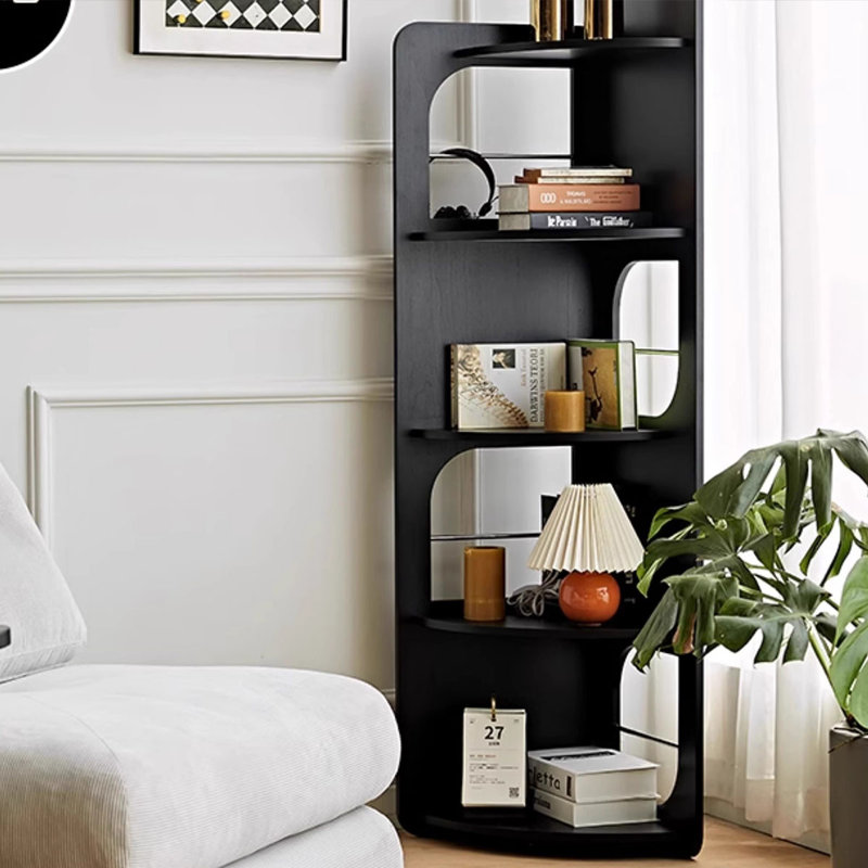 Armoire de coin noire en bois massif, Noir
