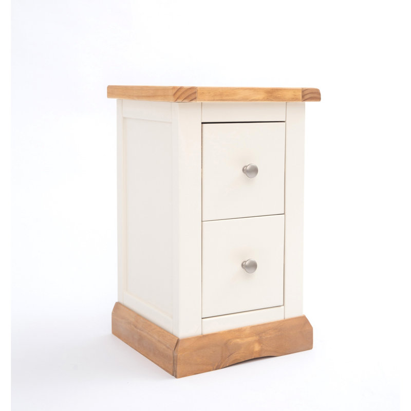 Pittsford 35 cm W Bedside Table, Off-White, Chrome Knob