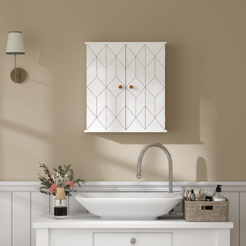 Bathroom Wall Cabinet Medicine Cabinet with Shelf, White