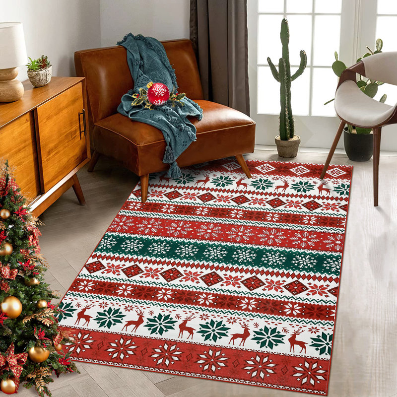 Tapis lavable Christmas Christmas, Rouge, Rectangle 9 pi x 12 pi