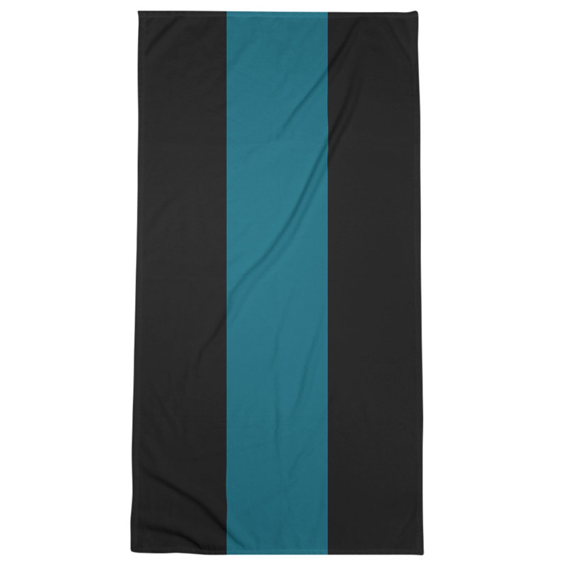 Cotton Blend Beach Towel, Black/Dark Aqua