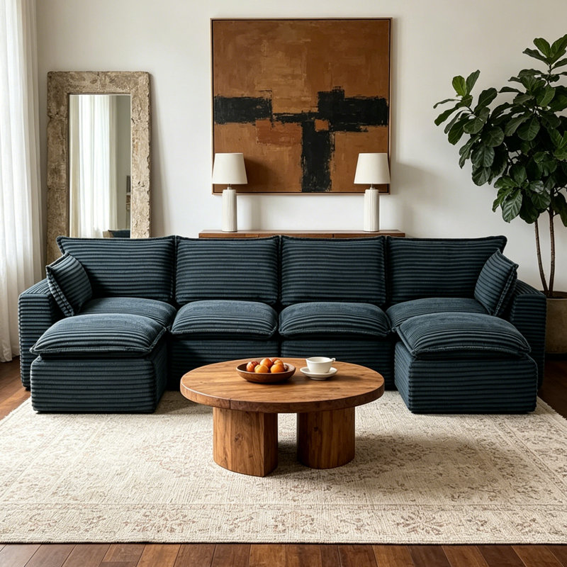 Canapé modulaire de 140 po, fauteuils rembourrés minimalistes modernes, canapé confortable en forme de U pour le salon, canapé d'angle à assise profonde, aucun assemblage requis