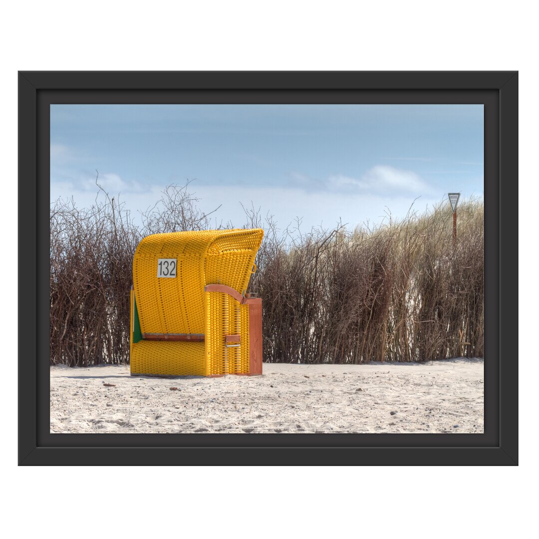 Gerahmtes Wandbild gelber Strandkorb