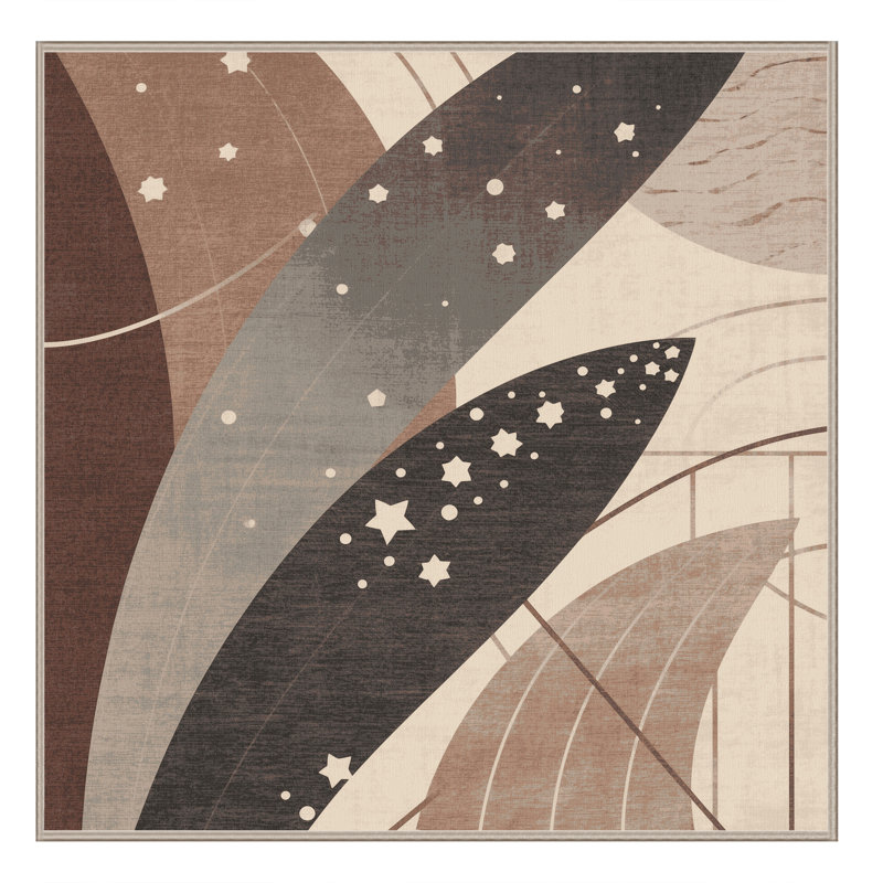 Tapis gris moelleux et moelleux à motif de cactus à motif éclectique de Noël Calvin, Carré 3 pi