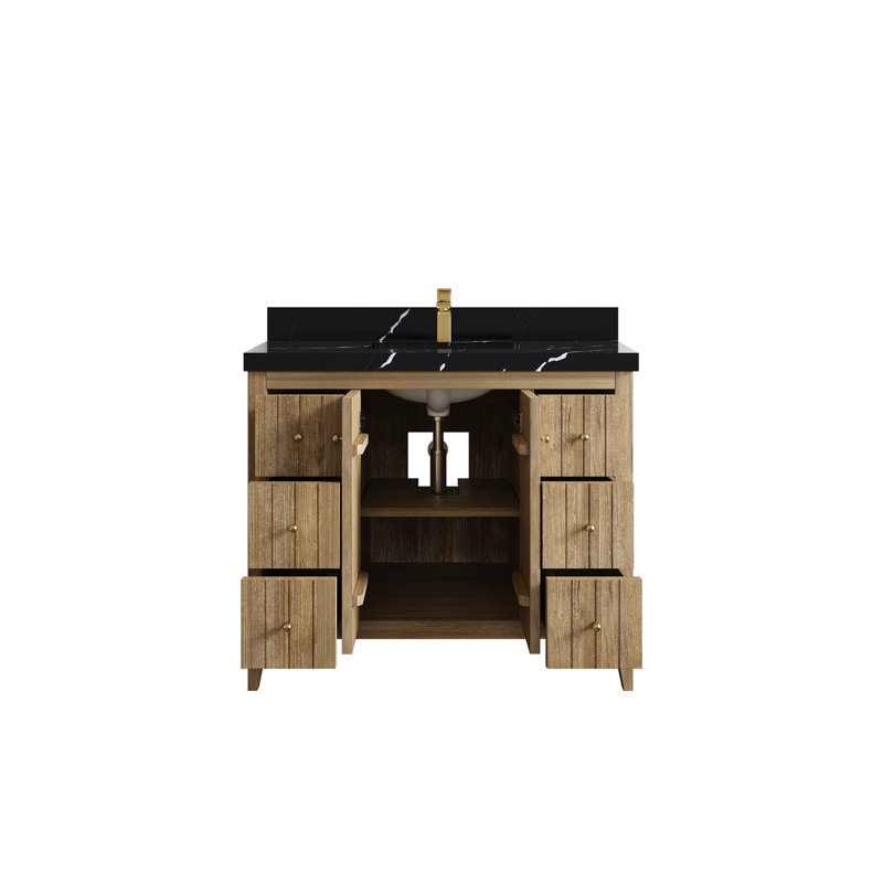 Teck d'Atlanta 42 po X P 22 po De meuble-lavabo simple D Quartz, Noir Calacatta
