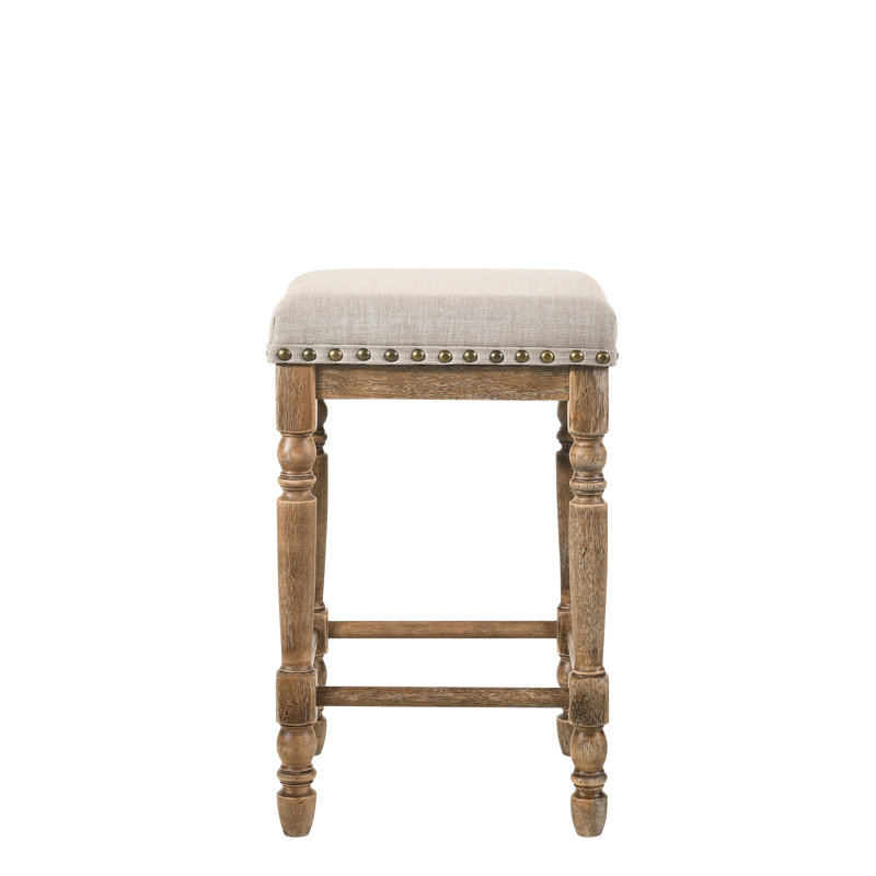 Tabouret à hauteur de comptoir 2 - Housse beige et tissu de chêne vieilli et collection 2, offre une solution de siège élégante
