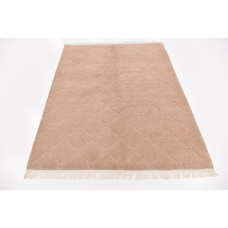 Ollert One-of-a-Kind 5' X 6'5" New Age Wool Area Rug in Beige
