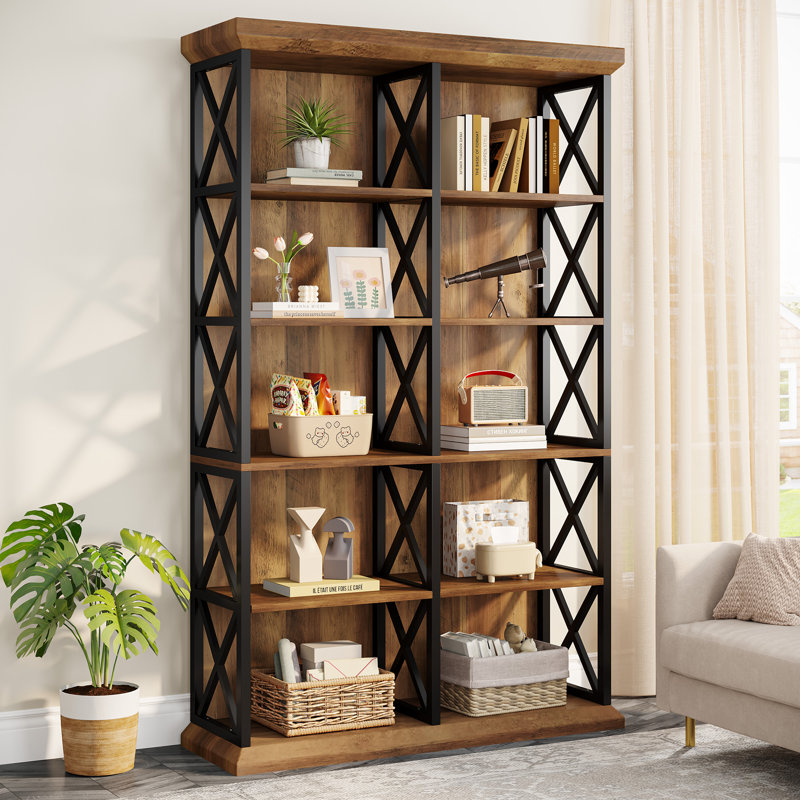 75-Inch Tall Bookcase, 6-Shelf Large Industrial Bookshelf Freestanding Book Shelf Display Storage Shelves for Home Office