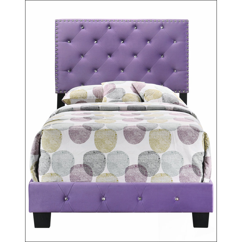 Structure de lit moderne avec tête de lit pour la chambre à coucher, Simple, Mauve