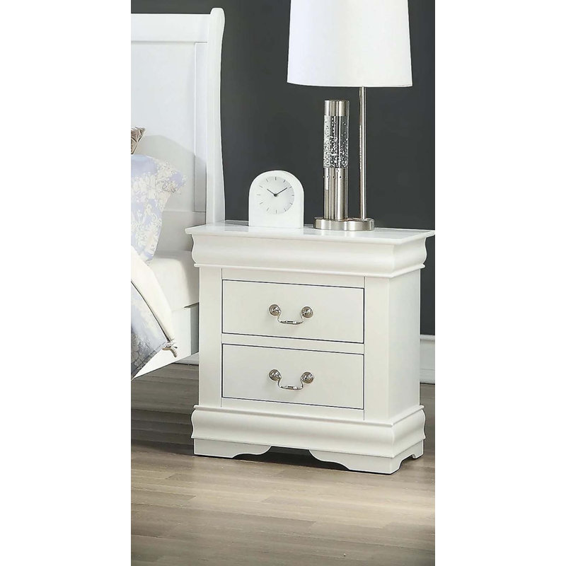 1pc Table de chevet blanche Louis Philippe, Blanc