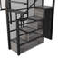 Lit mezzanine double en métal avec garde-robe, bureau et tablette de rangement ouverte-810069951