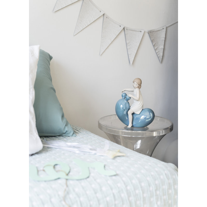 My Seesaw Balloon Girl Figurine, White/Blue
