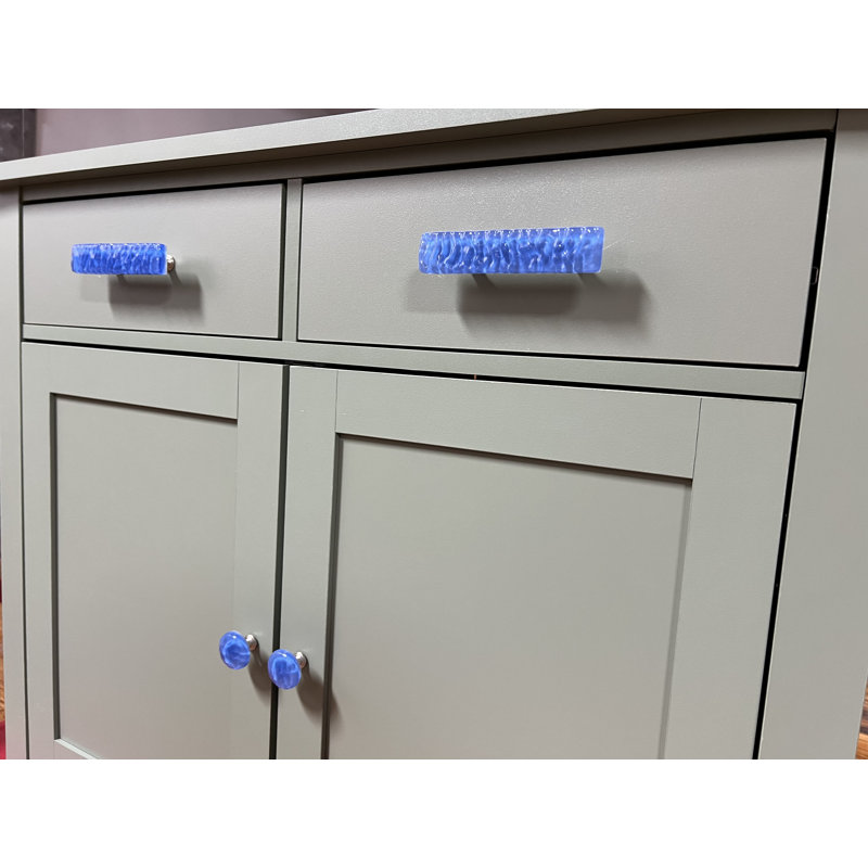 Poignée d'armoire décorative 3 po Glacier, Bronze huilé, Bleu ciel